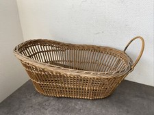 Ancien Panier Berceau Poupée Osier Deco Retro Bohème Nature