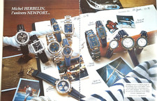 MICHEL HERBELIN vintage Print Ad !! " Gold Plated Steel Watch Set "
