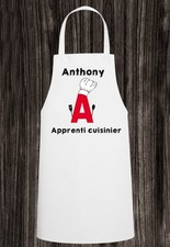 Tablier de cuisine humour Apprenti cuisinier personnalisé avec prénom