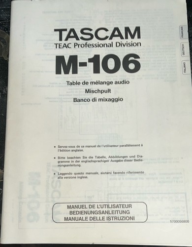 Tascam m106 manual - m106,