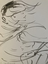 Grand Dessin Daniel Schintone DESSIN Encre  Portrait Expressioniste Femme Art