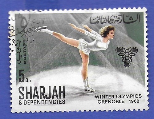 Timbre sharjah patinage jeux - timbre, sharjah,