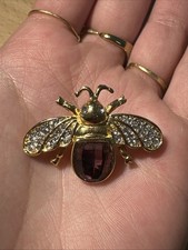 Petite Broche Insecte Dorée Et Violet Bijoux Fantaisie