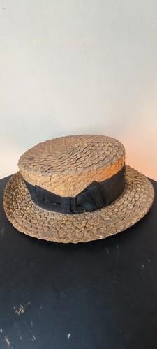 Ancien canotier paille ruban - ancien,