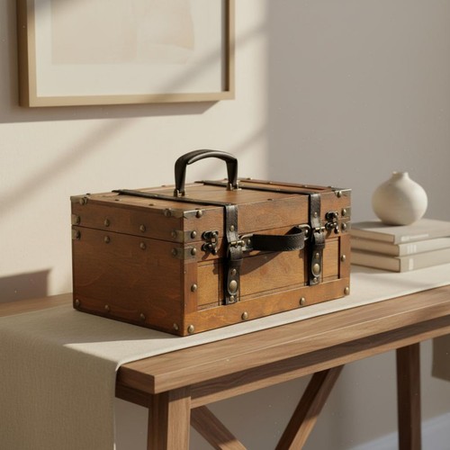 Valise bois vintage - valise,