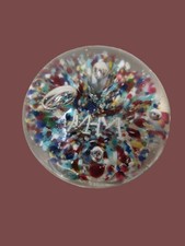 Sulfure/Presse-papier ancien en verre/monogramme MM