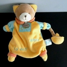 *. DOUDOU MARIONNETTE BABY NAT CHAT CLEO ADORE LA MER JAUNE BLEU BATEAU NEUF*