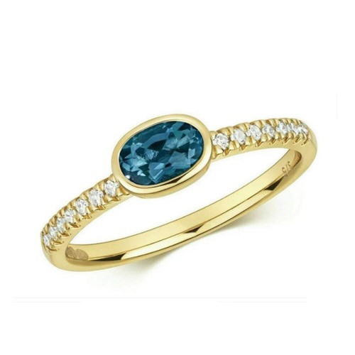 Bague véritable topaze - , bleue