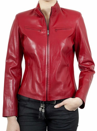 Veste rouge pour femme cuir - pour, en
