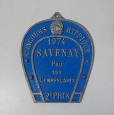 ancienne plaque de concours hippique équestre Savenay 1974
