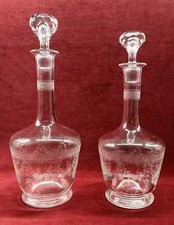 SAINT LOUIS PAPIN 2 CRYSTAL DECANTER KARAFFE KRISTALL CARAFE A VIN CRISTAL GRAVE