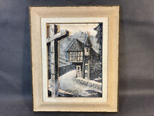 Ancien tableau en platre sculpté dans la masse relief maison chalet signé Raugel