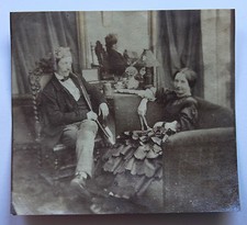 Vers 1860 Photographie ancienne albumine colorisée costume personnages intérieur