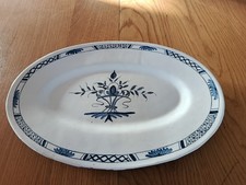 Rouen cul noir: grand plat motif au panier XIXe