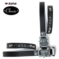ZEFAL SANGLE CUIR NOIR COURROIE PEDALE VELO VINTAGE CALE PIED CHRISTOPHE FIXIE