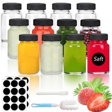 12 Pièces Bouteille Shot 60 ml Verre Bouchon, Mini Fiole Jus Fruits, Gingembr...