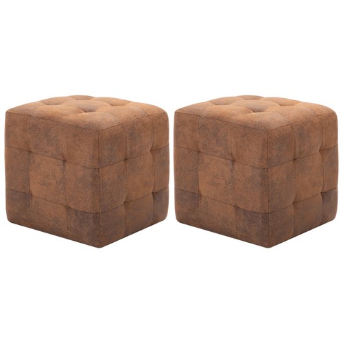 Poufs gris similicuir daim - poufs,
