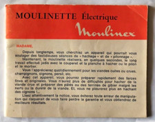 Ancienne Notice  Moulinette Electrique MOULINEX Vintage, 30 pages, TB état.