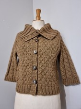 CAROLL : GILET CARDIGAN MARRON LAINE MOHAIR ANGORA 