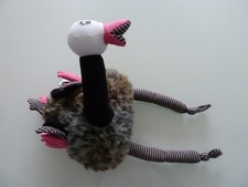 M6. DOUDOU PELUCHE CATIMINI AUTRUCHE OISEAU ROUGE NOIR GRIS ROSE TTBE