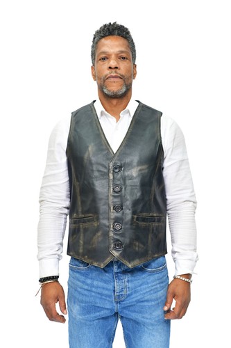 Gilet cuir noir doux - cuir,