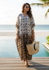 Womens Boho White Maxi Caftan