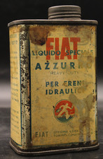 Ancien Tres Rare Bidon Huile Boite FIAT Auto Motor Oil Tin Can Désign Nizzoli