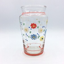Petit vase en verre soufflé émaillé à décor floral Milieu XXème