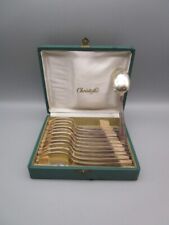 CHRISTOFLE:12 petites cuillères art déco anciennes en métal argenté, en écrin