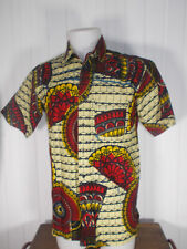 Chemise épais jaune rouge AFRIQUE L/42 manches courtes Traditionnel Africaine