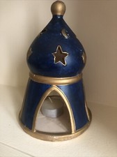 Ancien photophore Bougeoir Lanterne, bougie chauffe-plat fournie, étoiles, lune