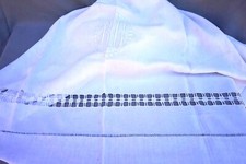 French Embroidered Bed Sheet Ladder Work Mono RG Linen 113 1/4 x 82 1/2"
