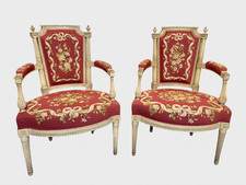 Paire de fauteuils peints