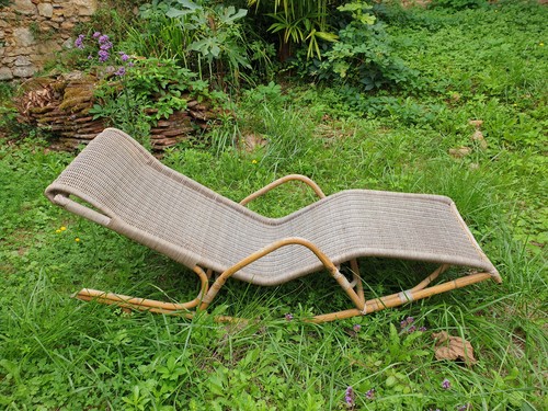 Chaise longue rotin design - rotin,,