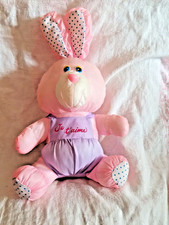 Peluche Puffalump Lapin rose mauve  pois  BIKIN  "Je t'aime"