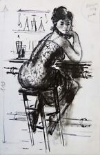 Dessin original de Lucien FONTANAROSA (1912-1975) illustration prostituée Figaro