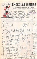 FACTURE 1939 CHOCOLAT-MENIER PARIS 75 -
