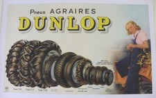 AFFICHE ANCIENNE ORIGINALE PNEU DUNLOP AGRAIRE AGRICOLE TRACTEUR TYRE TRACTOR