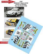 DECALS 1/24 REF 1106 ALPINE RENAULT A110 GROSS TOUR DE CORSE 1976 RALLYE RALLY