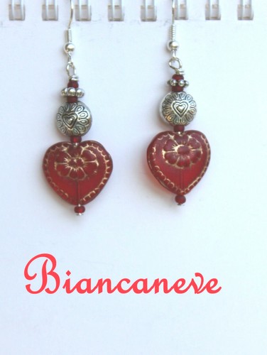 Orecchini biancaneve cuori - biancaneve,