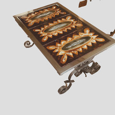 table basse en fonte de fer patinée années 40 piétement en X  . XX siècle.