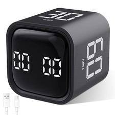Cube Time Timer Pomodoro Timer à Rotation 5/10/30/60 Minutes et Minuteur Digi...