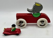 Le ROI BABAR en voiture - Jouet en bois VILAC 16 cm - 1989 - TBE
