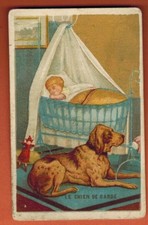 chromo--Le Chien de garde-Au petit parapluie-Imp.Vielleville-D.106