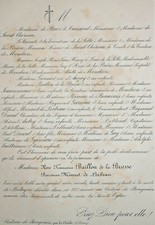 BAILLOU DE LA BROSSE Monnet de Lorbeau FAIRE PART Buor de Cuissard Garreau XIX°