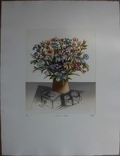 Gravure d' Elisabeth CLERGET signée numér. le Moulin de Maturin nature morte %%