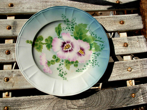 Assiette ancienne fleur - assiette,