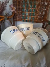 3 Pots anciens faience Savon soude cristaux sarreguemines deco shabby campagne