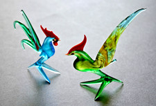 Coq et Faisan Objets en verre filé coloré verrerie d'Art de Gourdon années 60