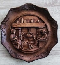 Assiette murale SIC vintage 3D en résine, Imitation bois sculpté à la main